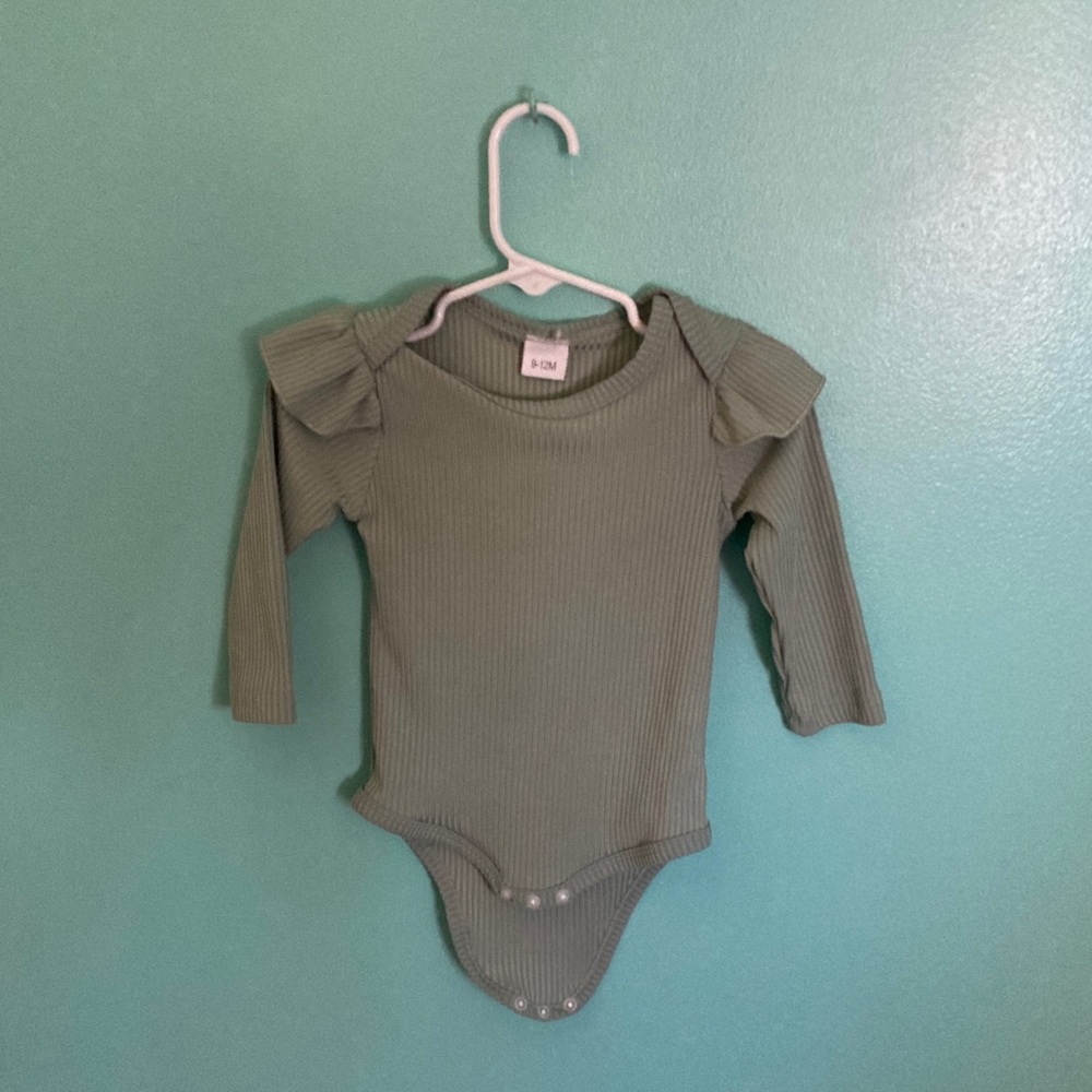 Green Ribbed Kids One Piece